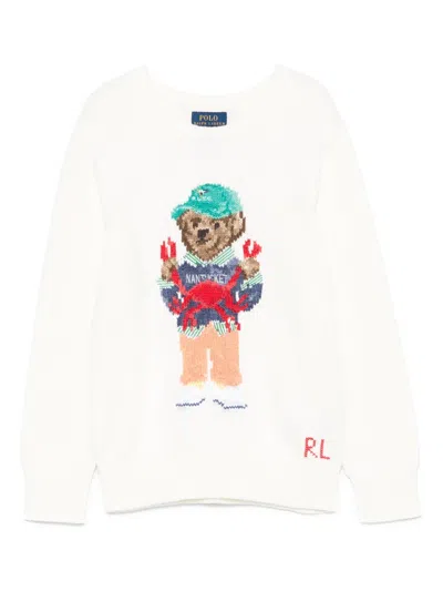 Polo Ralph Lauren Kids' Pullover Mit Polo Bear In Weiss