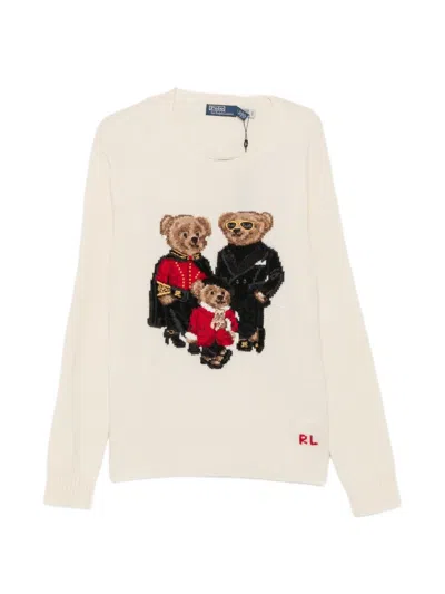Polo Ralph Lauren Polo Bear Sweater With Intarsia Kn In Neutral