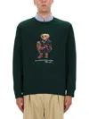 Polo Ralph Lauren Bear Graphic Crew Neck Sweatshirt In Green