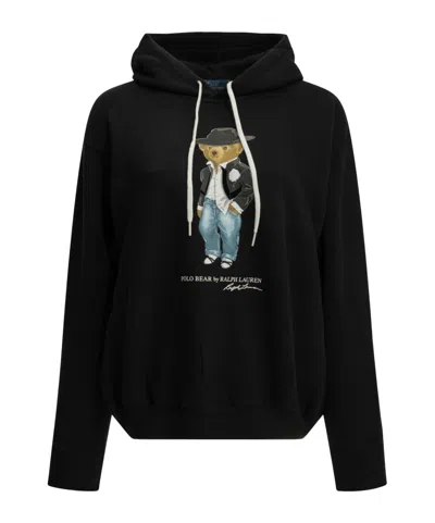 Polo Ralph Lauren Holiday Polo Bear Fleece Hoodie In Polo Black