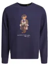 Polo Ralph Lauren Navy Blue Cotton Blend Sweatshirt With Iconic Bear Logo In Blue