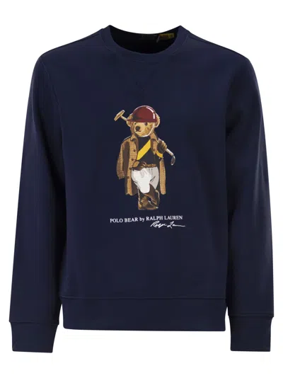 Polo Ralph Lauren Long Sleeve Fleece Society Bear Crewneck Sweatshirt In Multi
