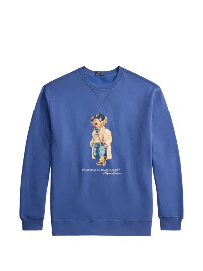 Polo Ralph Lauren Seasonal Fleece Novelty Litchfield Bear Crewneck Sweatshirt In Multi