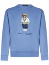 Polo Ralph Lauren Relaxed-fit Sweatshirt With Playful Bear Graphic In Clear Blue