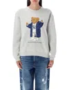 Polo Ralph Lauren Brushed Cotton Blend Sweatshirt With Iconic Polo Bear Print In Gray