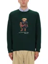Polo Ralph Lauren Bear Graphic Crew Neck Sweatshirt In Green