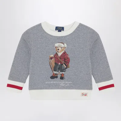 POLO RALPH LAUREN POLO BEAR SWEATSHIRT IN GREY/IVORY