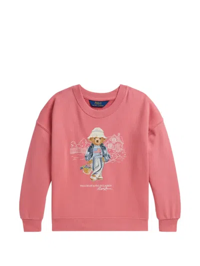 Polo Ralph Lauren Polo Bear Terry Cloth Sweatshirt In Pink