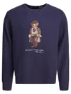 Polo Ralph Lauren Navy Blue Cotton Blend Sweatshirt With Iconic Bear Logo In Blue