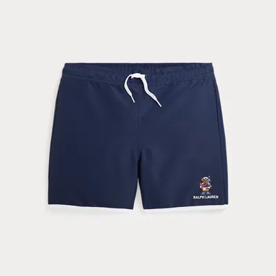 Polo Ralph Lauren Kids' Polo Bear Swim Trunk In Newport Navy