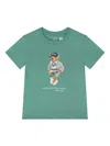 Polo Ralph Lauren Green Crewneck T-shirt With Maxi Logo Print On The Front In Cotton Baby