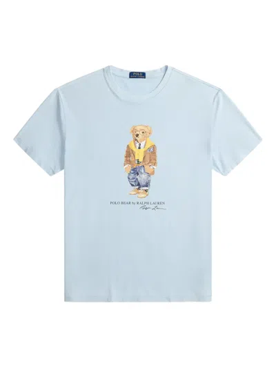 Polo Ralph Lauren Short Sleeve Resin Washed Graphic Novelty Heritage Bear T-shirt In White