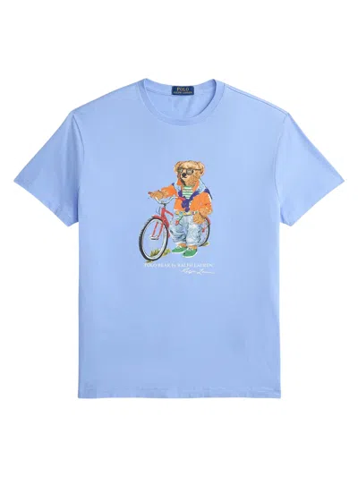 Polo Ralph Lauren Short Sleeve Jersey Knit Novelty Summer Bear Tee In Blue
