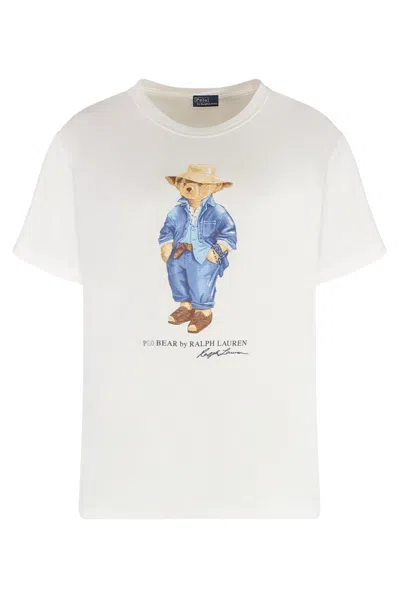 Polo Ralph Lauren Polo Bear T-shirt In Cotton Jersey In White