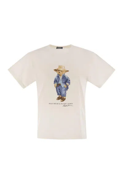 Polo Ralph Lauren Polo Bear T-shirt In Cotton Jersey In White