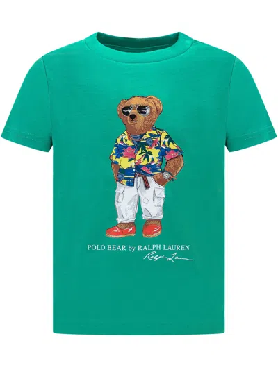 Polo Ralph Lauren Kids' Polo Bear T-shirt In Sp24 Clb55 Bear Vineyard Green