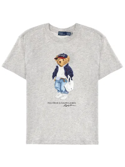 Polo Ralph Lauren "polo Bear" T Shirt With Logo In Gray