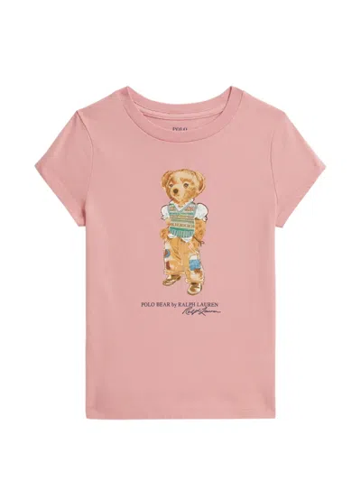 Polo Ralph Lauren Kids' Bear-print T-shirt In Pink