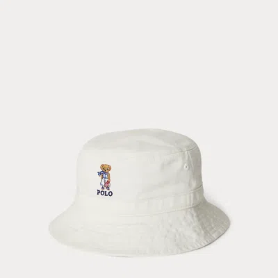 Polo Ralph Lauren Kids' Polo Bear Twill Bucket Hat In Deckwash White
