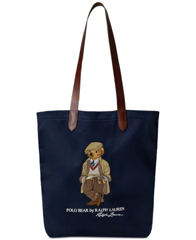 Polo Ralph Lauren Polo Bear Twill Shopper Tote In Blue