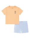 Polo Ralph Lauren Ralph Lauren Embroidered Cotton Henley T-shirt & Stripe Shorts Set In Blue