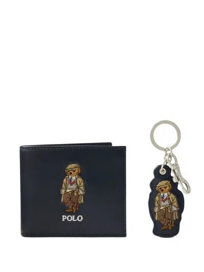 Polo Ralph Lauren Polo Bear Wallet & Key Fob Gift Set In Blue