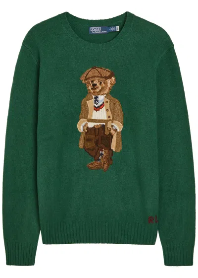 Polo Ralph Lauren Polo Bear Wool And Cashmere-blend Jumper In Green