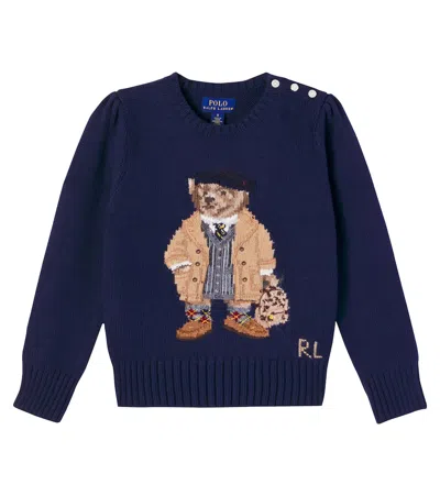 Polo Ralph Lauren Kids' Polo Bear Wool-blend Sweater In Blue