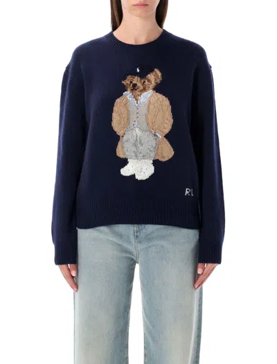Polo Ralph Lauren "polo Bear" Wool Cashmere Sweater In Blue