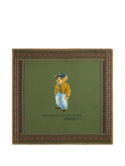 Polo Ralph Lauren Polo Bear Wool Scarf In Green