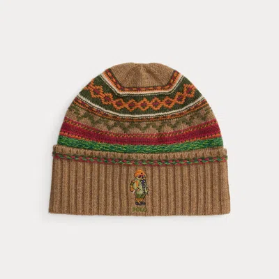 Polo Ralph Lauren Polo Bear Wool-blend Beanie In Camel Multi In Brown