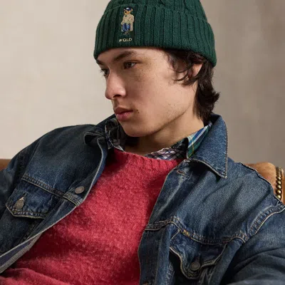 Polo Ralph Lauren Polo Bear Wool-cashmere Beanie In Moss Agate In Green