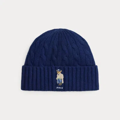 Polo Ralph Lauren Polo Bear Wool-cashmere Beanie In Newport Navy In Blue
