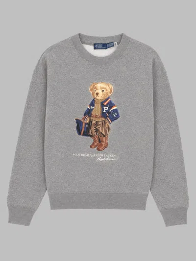 Polo Ralph Lauren Polo Bear-embroidered Cotton Blend Sweatshirt In Gray