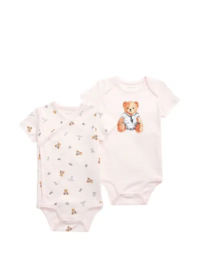 Polo Ralph Lauren Babies' Polo Bear-pattern Wrap-style Bodysuits (set Of Two) In Pink