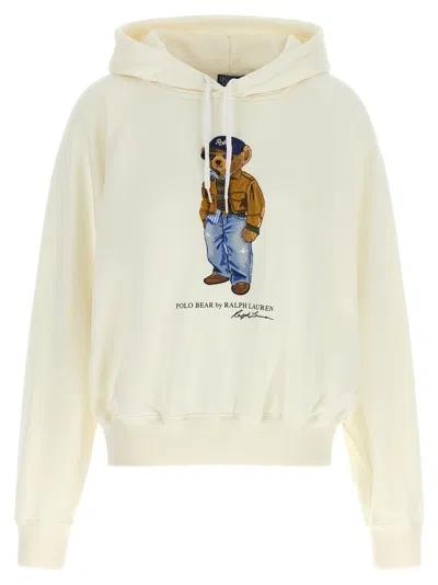 Polo Ralph Lauren Polo Bear-print Hoodie In Cream
