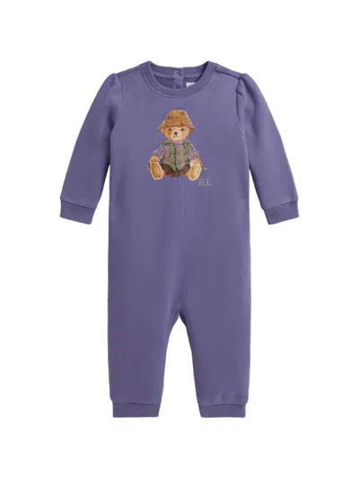 Polo Ralph Lauren Babies' Polo Bear-print Romper In Purple