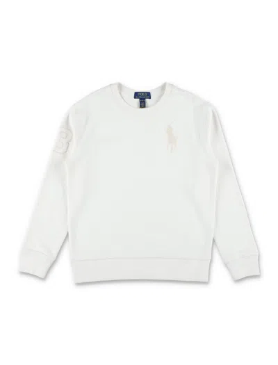 Polo Ralph Lauren Polo Big Pony Embroidered Mini French Terry Crewneck Sweatshirt For Boys In White
