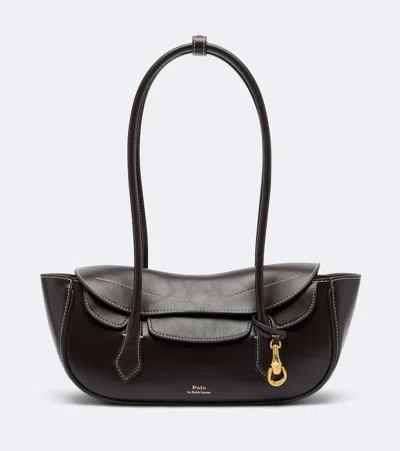 Polo Ralph Lauren Polo Blaze Small Leather Shoulder Bag In Brown