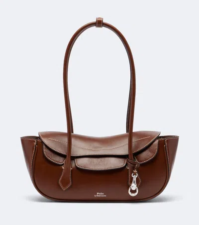 Polo Ralph Lauren Polo Blaze Small Leather Shoulder Bag In Brown