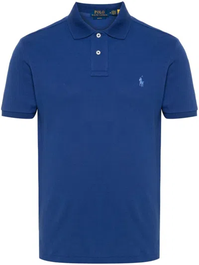 Polo Ralph Lauren Polo Pony Embroidered Cotton Polo Shirt In Blue