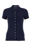 Polo Ralph Lauren Stretch Piquet Fitted Silhouette Ribbed Collar In Blue