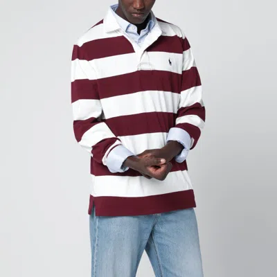 Polo Ralph Lauren Classic Fit Burgundy/cream Striped Polo Shirt