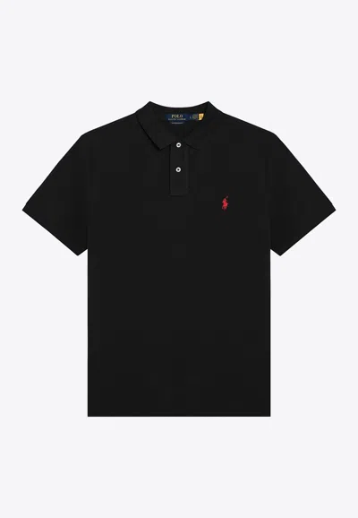 Polo Ralph Lauren Polo Buttoned T-shirt In Black