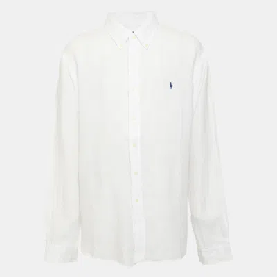 Pre-owned Polo Ralph Lauren Polo By Ralph Lauren White Linen Long Sleeve Shirt Xxl