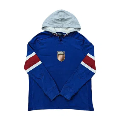 Pre-owned Polo Ralph Lauren Polo By Ralph Laurent Spell Out Rugby Hooded Longsleeve In Purple