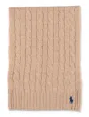 Polo Ralph Lauren Polo Cable Wool-cashmere Scarf In Neutral