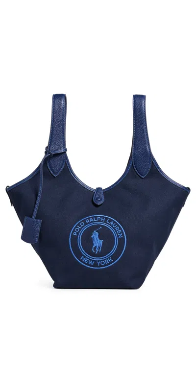 Polo Ralph Lauren Polo Canvas Medium Tote Newport Navy In Blue