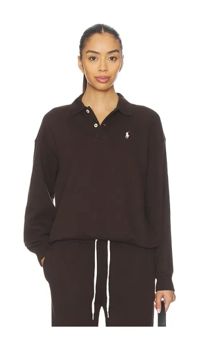 Polo Ralph Lauren Polo-collar Fleece Pullover In Black