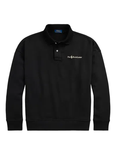 Polo Ralph Lauren Polo-collar Fleece Sweatshirt In Black